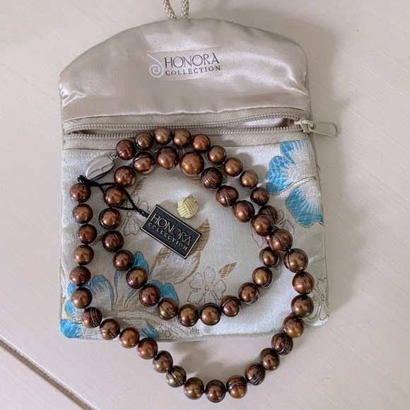 Honora Chocolate Ringed Pearl Necklace - Picture 1 of 3